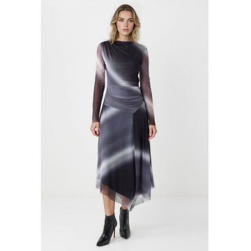 Rochie midi asimetrica cu model in degrade