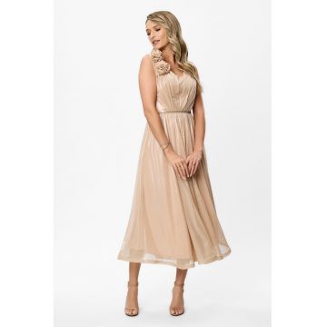 Rochie midi cu aplicatii florale