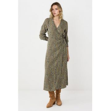 Rochie midi cu croiala petrecuta si decolteu in V