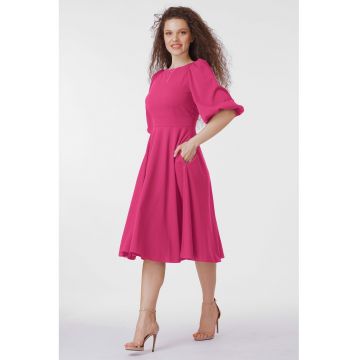 Rochie midi cu maneci bufante
