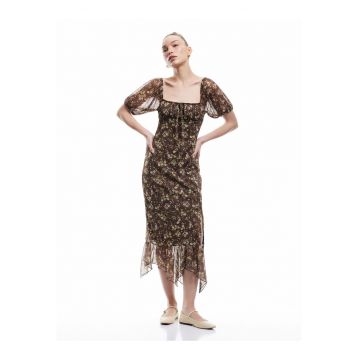 Rochie midi cu maneci bufante