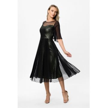 Rochie midi cu strat exterior de plasa Monaco