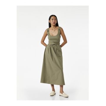 Rochie midi din poplin cu buzunare