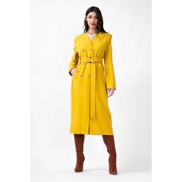 Rochie midi mustar tip trench
