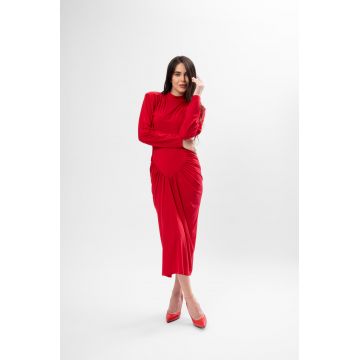 Rochie midi roșie cu detaliu în formă de inimă