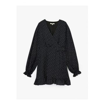 Rochie mini cu decolteu in V si terminatie cu volane