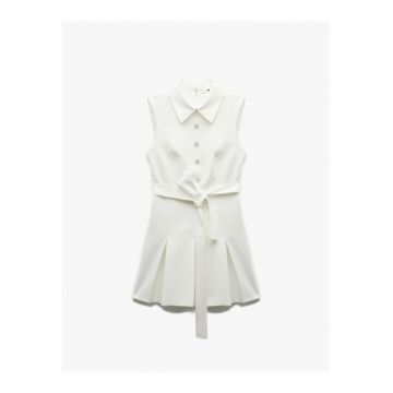 Rochie mini fara maneci cu guler clasic