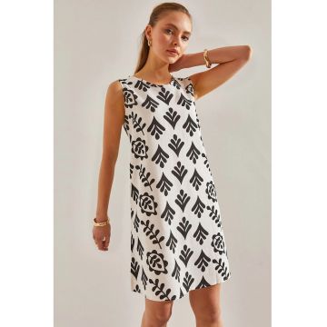 Rochie mini -  guler rotund - inchidere cu nasturi - in si viscoza