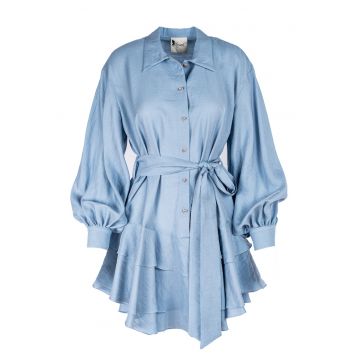 Rochie scurta cu volane din in