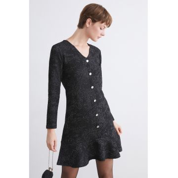 Rochie scurta din amestec de lana cu decolteu in V