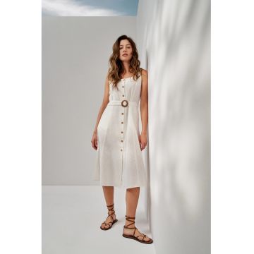 Rochie alba din viscoza cu dungi