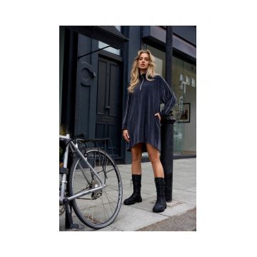 Rochie asimetrica cu fermoar ridicat - grafit - 2XL/3XL