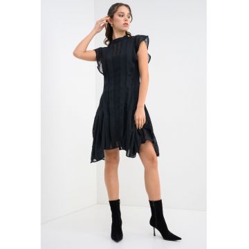 Rochie asimetrica texturata cu volane Fleur