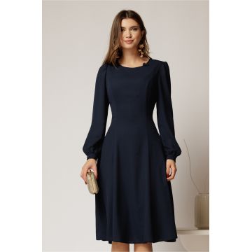 Rochie bleumarin eleganta de ocazie din voal in clini