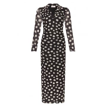 Rochie cambrata cu buline si decolteu in V