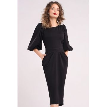 Rochie cu croiala creion si maneci bufante