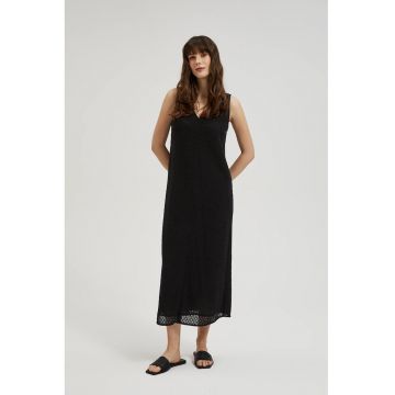 Rochie cu Decupaj cu Decolte in V Neagra