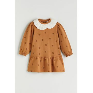 Rochie cu maneci lungi si guler Peter Pan