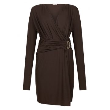 Rochie cu pliuri si detaliu metalic