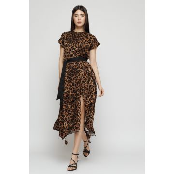 Rochie dama asimetrica cu animal print