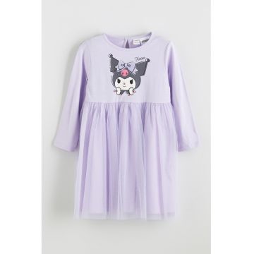 Rochie de bumbac cu insertie din tul