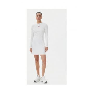 Rochie de zi -  alb - bumbac - elastan -