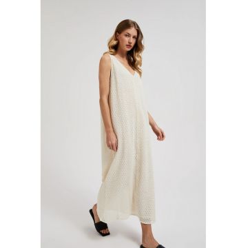 Rochie din dantela cu decolteu in V bej