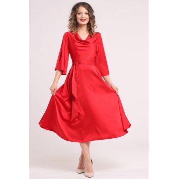 Rochie din satin cu decolteu drapat
