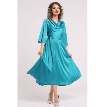 Rochie din satin cu decolteu drapat