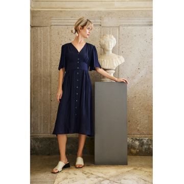 Rochie din vascoza bleumarin