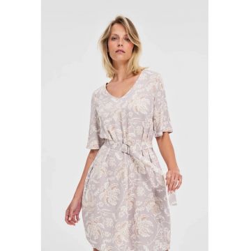 Rochie din viscose roz cu curea