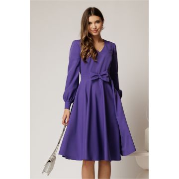 Rochie DY Fashion mov midi cu funda in talie si decolteu V