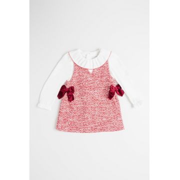 Rochie evazata cu maneci lungi si funda