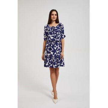 Rochie florala cu maneci bufante violet