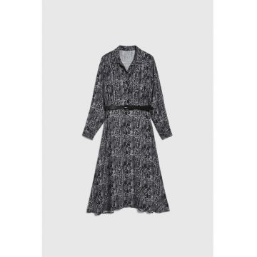 Rochie gri din viscoza cu curea