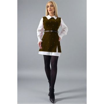 Rochie Iuliana, croi scurt cu paiete si curea asortata, MARO, Marime S/M