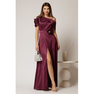 Rochie lunga mov de seara din tafta eleganta