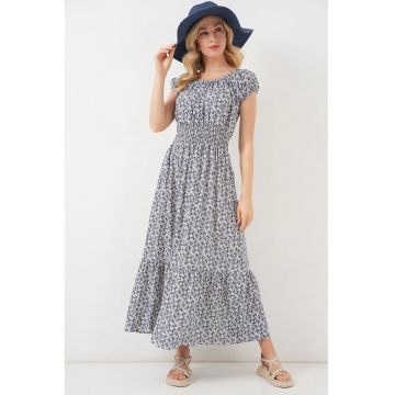 Rochie maxi  BDART - imprimeu floral - albastru marin - textil