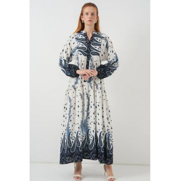 Rochie maxi -  BDART - inchidere cu nasturi - textil - albastru cobalt