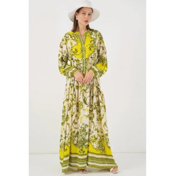 Rochie maxi -  BDART - inchidere cu nasturi - textil - verde deschis
