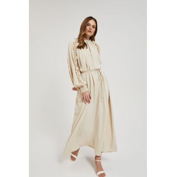 Rochie maxi bej cu volane