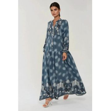 Rochie maxi -  maneca lunga - imprimeu - viscoza