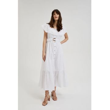 Rochie Midi Alba cu Curea