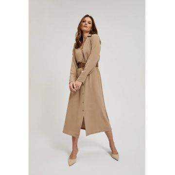 Rochie midi cu curea lata bej