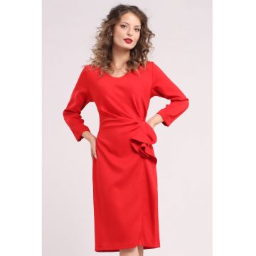 Rochie midi cu franjuri si volane