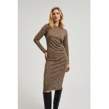 Rochie midi cu plisuri maronie