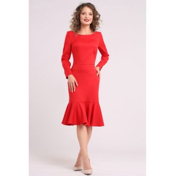 Rochie midi cu terminatie cu volane