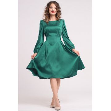 Rochie midi din matase cu croiala evazata