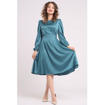 Rochie midi din matase cu croiala evazata