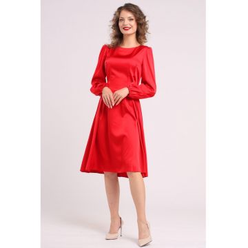 Rochie midi din matase cu croiala evazata